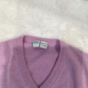 Fedeli Russo Capri Lilac V-Neck Cashmere-Blend Sweater
